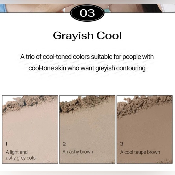 Peripera 03 Grayish Cool V Shading Palette- lightweight contour powder palette - Picture 2 of 9